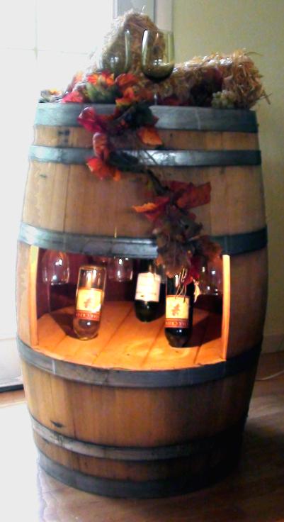 Wine Bottle Display Barrel