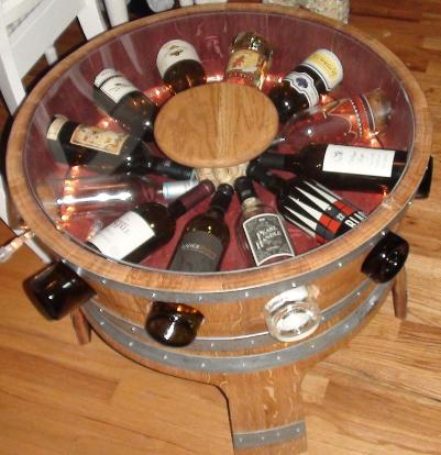 Wine Barrel Bottle Table